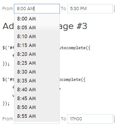 jQuery TimeAutocomplete